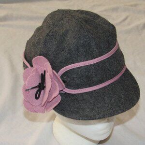 Stormy Kromer Petal Pusher Cadet Cap Hat Women's 6 5/8 Gray Pink Floral Wool Hat